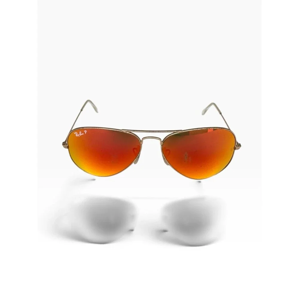 Ray Ban RB3025 Aviator Large Metal Sunglasses Orange Mirror Gold Frame 58mm